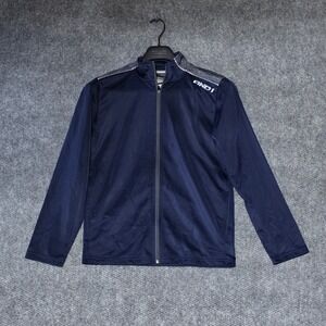 AND1 Men Small Track Jacket Navy Blue Gray Full Zip Athletic